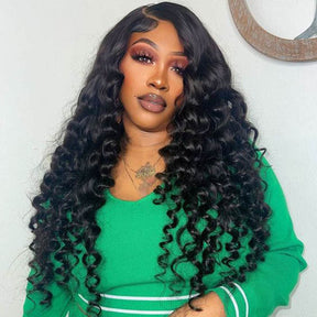 Reshine Pre Bleached Knots Loose Deep Wave 13x4 13x6 HD Lace Front Human Hair Wigs - reshine