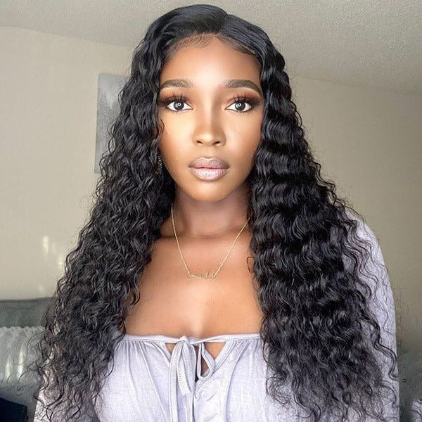 【BOGO】Reshine Hair Deep Wave Brazilian Curly Hair 13x4 Lace Front Human Hair Wigs For Black Woman Natural Color