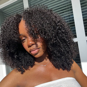 [Clearance Sale] 250% Density Bleached Knots Afro Curly Wear Go Glueless Wigs Pre-cut 7x5 HD Lace Ready To Go Wigs Natural Hairline