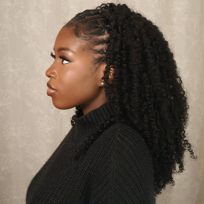 Reshine Hair 3 In 1 Half Wig Afro Culry Invisible Hairline Human Hair Wig For Black Women - reshine