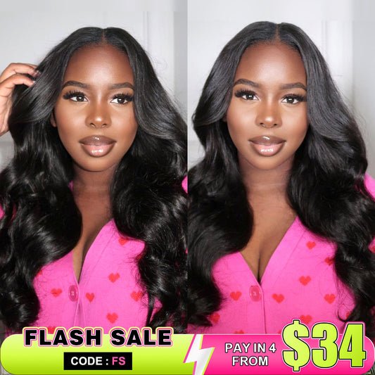 [Flash Sale] Invisible HD Lace Body Wave Glueless Human Hair Wig Lace Pre Cut Wear And Go Wigs - reshine