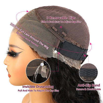 Bleached Knots Kinky Straight Human Hair Glueless Wigs 360 Pre-cut Lace Wear Go Wigs - reshine