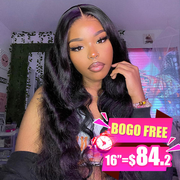 【BOGO】 Body Wave Glueless Human Hair Wigs 4x6 Lace Pre Cut Wear And Go Wigs