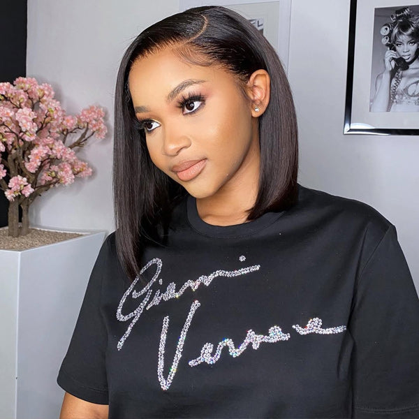 Summer New Arrival Beached Knots 13x6 Lace Front Straight Bob Wig Transparent Lace Human Hair Wigs For Black Women - reshine