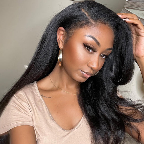 Reshine Hair V Part Wig Human Hair Wigs For Black Women Kinky Straight Half Wig