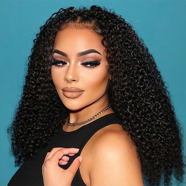 【BOGO】 Kinky Curly 13x4 Lace Front Human Hair Wigs Curly Hair Wigs For Black Women Full & Thick Invisible Lace Wigs