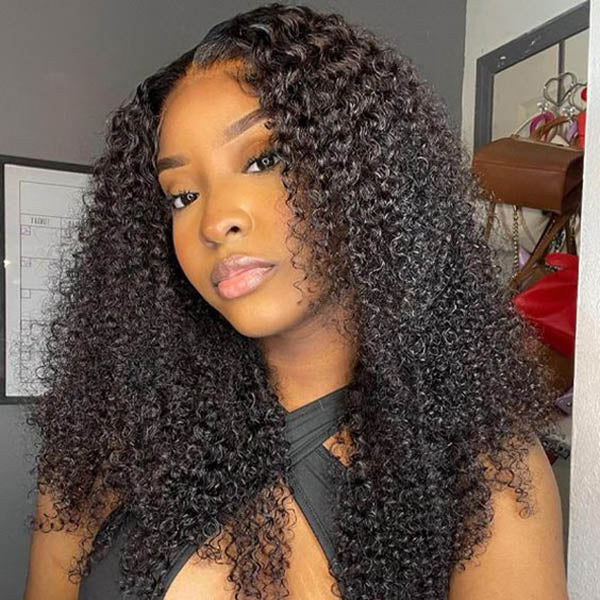 [4x4 5x5 HD Lace Wig] Reshine Bleached Knots Kinky Curly Hair Lace Closure Wig Natural Color Curly Human Hair Wigs - reshine