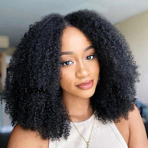 [5x5 4x4 wig] Bleached Knots Afro Curly Hair Lace Closure Wigs 100% Human Hair Coily Curly Hair Lace Wigs For Black Women - reshine