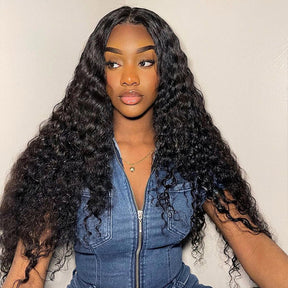 [Clearance Sale] Bleached Knots Water Wave Curly Hair Glueless Human Hair Wigs Pre-Cut 13x4 HD Lace Wigs