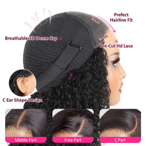 Deep Curly Glueless Wear Go Wigs 4x6 HD Lace Closure Wigs For Women