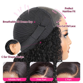【BOGO】13X4 Kinky Straight Transparent Lace Front Wig 100%human hair Curly Style Wigs
