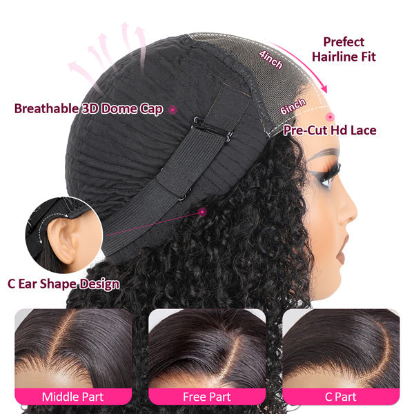 【BOGO】13X4 Kinky Straight Transparent Lace Front Wig 100%human hair Curly Style Wigs
