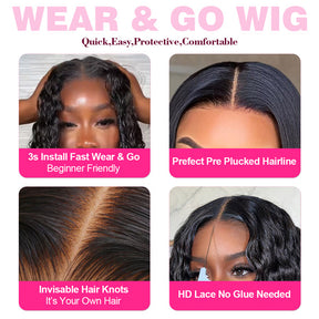 Wand Curls Wear Go Glueless Human Hair Wigs 4x6 Pre-cut HD Lace Wig - reshine