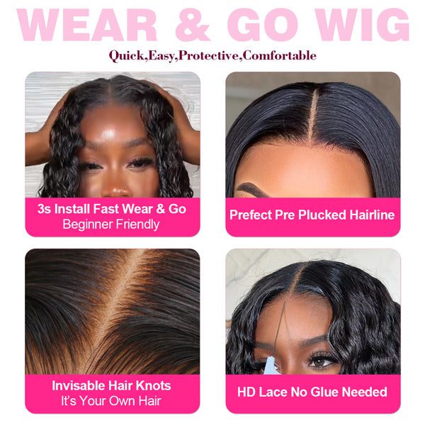 Reshine Kinky Curly Glueless Human Hair Wigs Parting Max 9X6 Wear Go Wig Pre-cut Lace - reshine