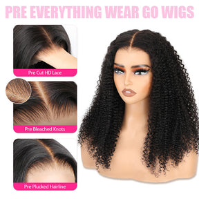 Reshine Kinky Curly Glueless Human Hair Wigs Parting Max 9X6 Wear Go Wig Pre-cut Lace - reshine