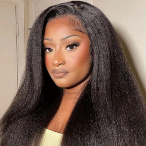[4x4 5x5 HD Lace Wig] Pre Bleached Knots Affordable Kinky Straight HD Lace Closure Wigs For Women Yaki Straight Human Hair Wigs - reshine