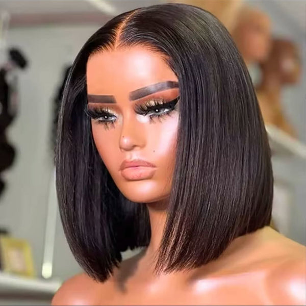 Summer New Arrival Beached Knots 13x6 Lace Front Straight Bob Wig Transparent Lace Human Hair Wigs For Black Women - reshine