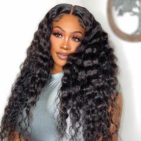 【BOGO】Reshine Hair Deep Wave Brazilian Curly Hair 13x4 Lace Front Human Hair Wigs For Black Woman Natural Color