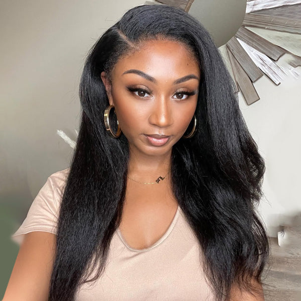 Reshine Hair V Part Wig Human Hair Wigs For Black Women Kinky Straight Half Wig