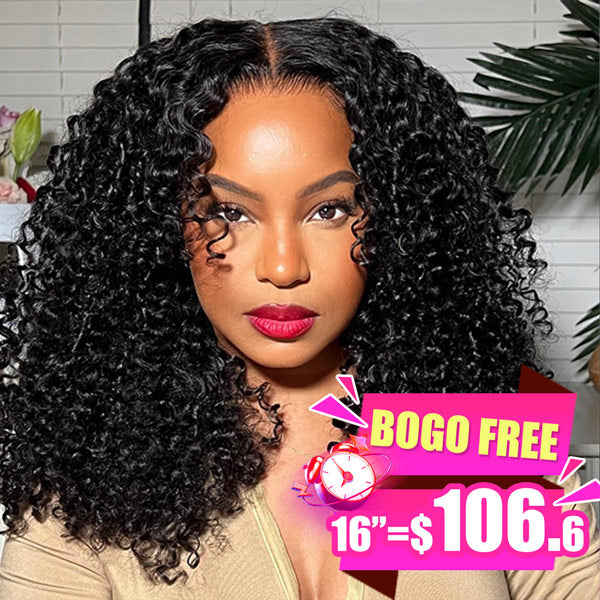 【BOGO】4X6 Kinky Cruly Pre-cut HD Lace human hair wigs Wear and Go Glueless Wig