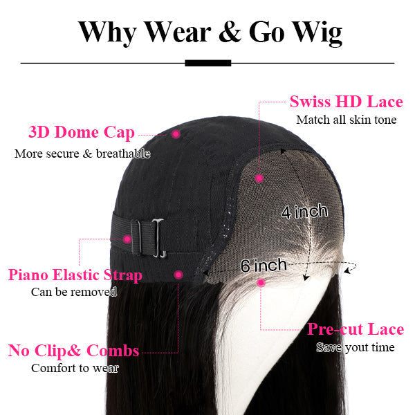 Undetectable Glueless Human Hair Wigs Short Bob Wear Go Wig 4x6 HD Lace Wigs - reshine