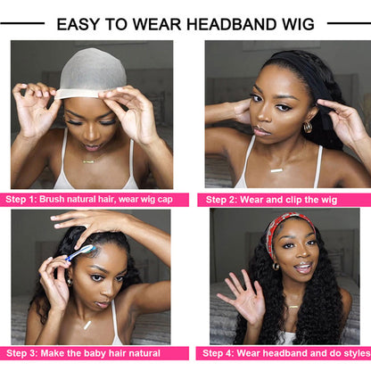 Reshine Hair Afro Curly Headband Wigs Natural Coily Curly Headband Wig 180% Full - reshine