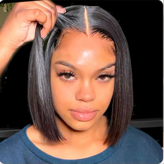 Summer New Arrival Beached Knots 13x6 Lace Front Straight Bob Wig Transparent Lace Human Hair Wigs For Black Women - reshine