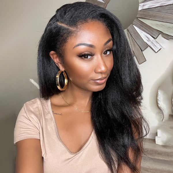Reshine Hair V Part Wig Human Hair Wigs For Black Women Kinky Straight Half Wig