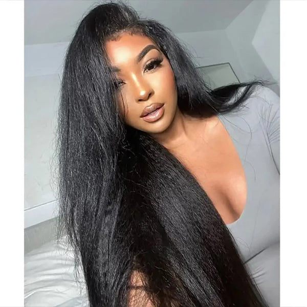 3 In 1 Wear Go Half Wig Kinky Straight Full Machine Made Wig With Natural Hairline - reshine