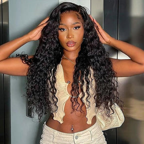 [Clearance Sale] Bleached Knots Water Wave Curly Hair Glueless Human Hair Wigs Pre-Cut 13x4 HD Lace Wigs
