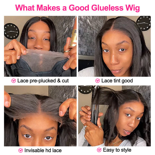 Undetectable Glueless Human Hair Wigs Short Bob Wear Go Wig 4x6 HD Lace Wigs - reshine