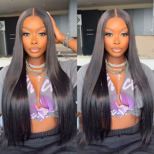 Beached Knots Straight Hair 13x6 Lace Front Wig Transparent Lace Straight Human Hair Wigs For Black Women - reshine
