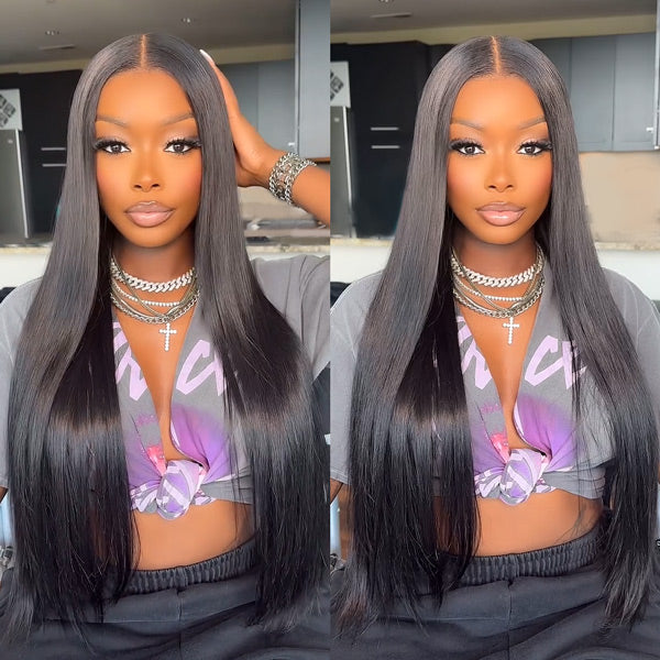 Beached Knots Straight Hair 13x6 Lace Front Wig Transparent Lace Straight Human Hair Wigs For Black Women