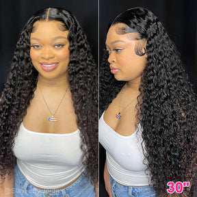 Jordan Recommend 40 inch Long Mongolian Curly Hair Wigs Water Wave Human Hair HD Lace Front Wigs - reshine