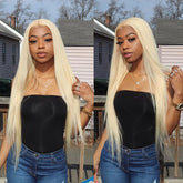 Queenleora Same Honey Blonde Straight Human Hair 13x4 Lace Front Wigs For Black Women Pre plucked Hairline - reshine