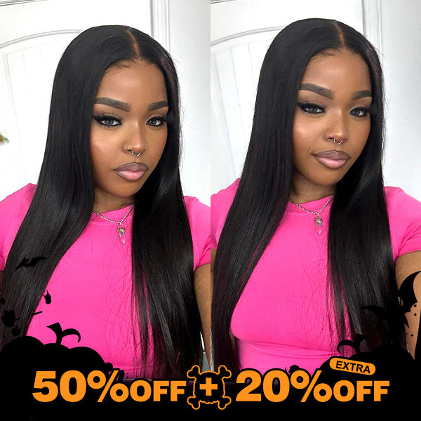 Bleached Knots Straight Hair Wear Go Wigs 180% Density Pre-cut 4x6 HD Lace Glueless Wigs