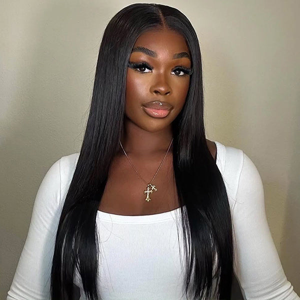 Reshine Bleached Knots Wear Go Wigs Straight Human Hair 7x5 HD Lace Wigs 180% Density Glueless Wigs