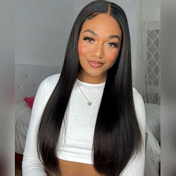 [5x5 HD Lace Wig] Reshine Bleached Knots Hair Lace Closure Wig Straight Natural Black Human Hair Wigs For Black Women - reshine