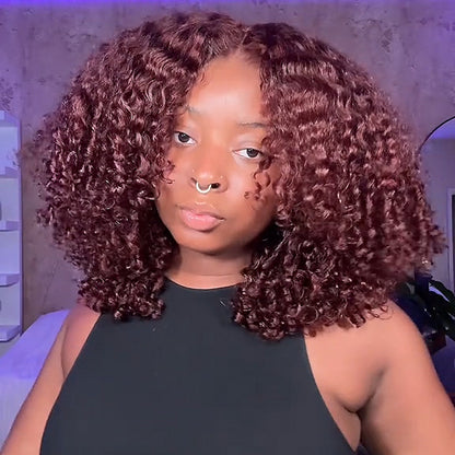 BOGO Deal #33 Reddish Brown Kinky Curly Wear Go Glueless Wigs Pre-cut Lace Wigs - reshine