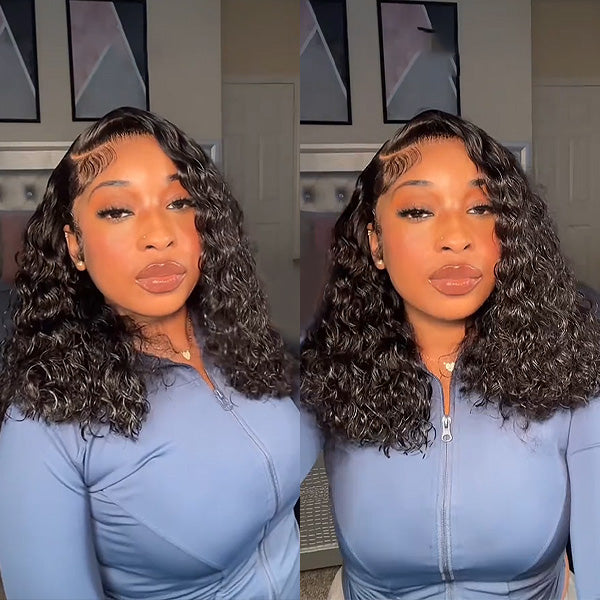 Summer Hair Water Wave Bob Bleached Knots Lace Front Wigs 13x6 Transparent Lace Wig Virgin Human Hair Wigs