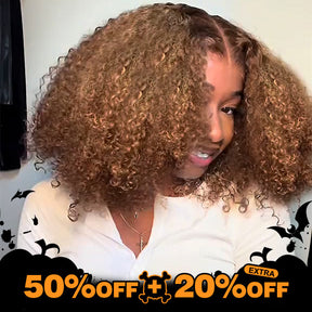 Reshine Ombre 4/27 Highlight Kinky Curly 4X6 Pre-cut Lace Wigs Wear Go Glueless Wigs