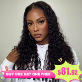 【BOGO】Bleached Knots  7X5 Lace front Water Wave Human hair Wigs Pre-Cut Wear and Go Glueless Wigs