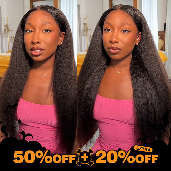 AlwaysAmeera Same Kinky Straight Pre-cut HD Lace Wear Go Glueless Wigs 4x6 Lace Human Hair Wigs