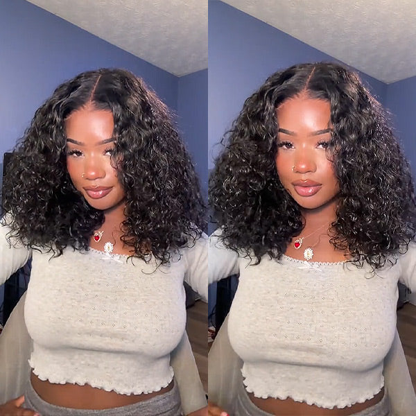 Summer Hair Water Wave Bob Bleached Knots Lace Front Wigs 13x6 Transparent Lace Wig Virgin Human Hair Wigs