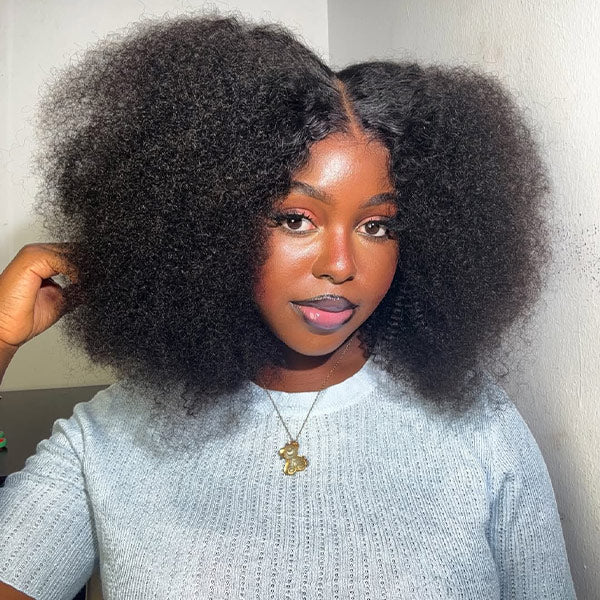 [Clearance Sale] 250% Density Bleached Knots Afro Curly Wear Go Glueless Wigs Pre-cut 7x5 HD Lace Ready To Go Wigs Natural Hairline