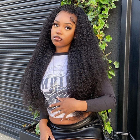 Afro Curly Wear Go Glueless Human Hair Wigs 7x5 Pre Cut Lace Bleached Knots Wigs - reshine