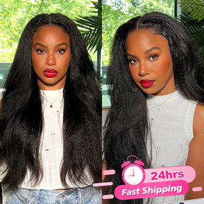 [24Hrs Fast Shipping] AlwaysAmeera Same Kinky Straight Pre-cut HD Lace Wear Go Glueless Wigs 4x6 Lace Human Hair Wigs - reshine