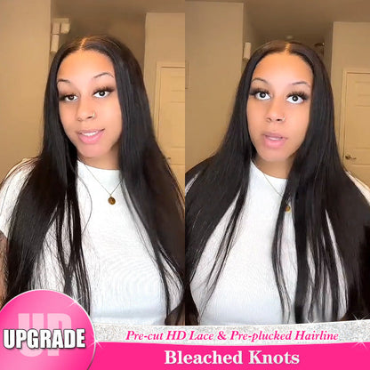 Bleached Knots Straight Hair Wear Go Wigs 180% Density Pre-cut 4x6 HD Lace Glueless Wigs - reshine