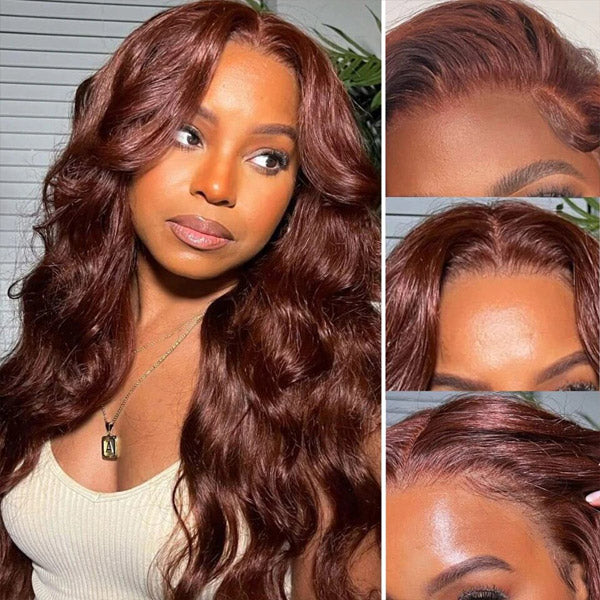 Reddish Brown Body Wave Wear Go Glueless Wigs Pre-cut HD Lace Wigs - reshine