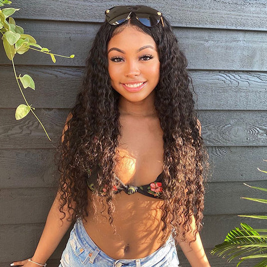 [Clearence Sale] 4X6 Deep Wave invisible Pre-cut HD Lace Human hair Glueless Wear Go Wigs - reshine